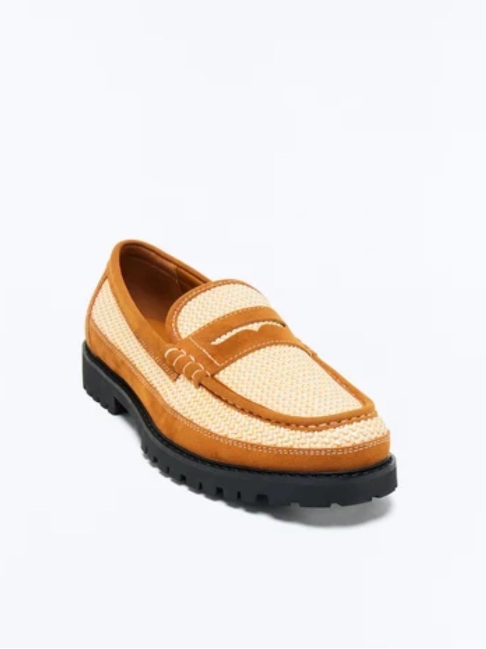 Fashion Nova Men’s Woven Faux Suede Contrast Stitch Penny Loafer size 9